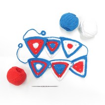 멜로우 파티 세모 가랜드 뜨개질 키트, 1개, 터키블루, 레드오렌지, 화이트