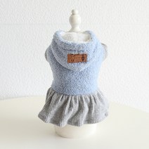 파스텔펫 반려동물 뽀글이 후드 자켓 원피스, 블루