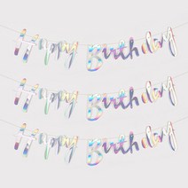 조이파티 캘리그래피 생일가랜드 3p, 홀로그램 실버