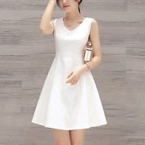 마더브띠 깔끔 A라인 브이넥 민소매 플레어 원피스