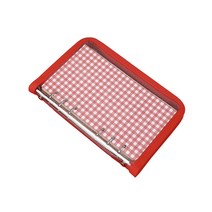 꾸꾸까까 컬러 체크 지퍼 6공 다이어리, Red