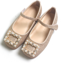 프롬베베 여아용 루나 큐빅 진주 스퀘어 플랫구두
