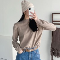 오오엘 여성용 기본 심플 메인 반폴라 니트