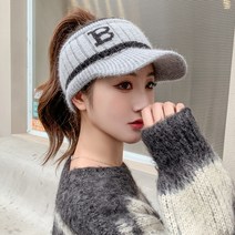 BK 여성용 겨울 골프챙모자 썬캡, 그레이