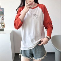 임산부 캣 더블컬러 긴팔 수유티셔츠