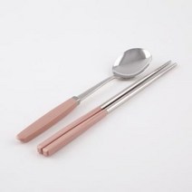 소소모소 컬러 수저 세트, 1세트, 피치, 숟가락+젓가락
