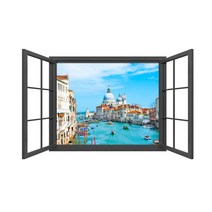 스위트 스페이스 3D입체 풍경 액자형 창문스티커, 7 블랙