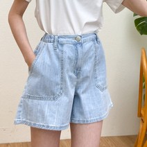 여성용 포켓 포인트 3부 데님 팬츠 MG6SLD200