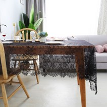 MEO 레이스 식탁보, 블랙, 6인(145 x 180 cm)