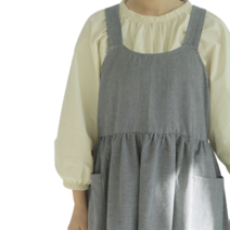 뒷모습이 예쁜 핸드메이드 원피스 앞치마, 체크파랑, 1개