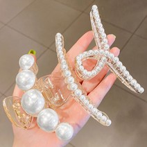 진주 헤어 집게핀 대형 3종 세트, 1세트, 혼합색상