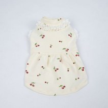 반려동물 귀욤 체리 레이스 댕댕 실내복, 아이보리