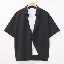 레이먼 남성용 우타 나일론 오버핏 반팔 셔츠