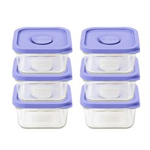글라스락 렌지쿡 촉촉한 햇밥용기 정사각 베리페리 440ml, 6개, 단품