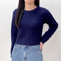 소라해 여성용 앨르 라운드넥 세미크롭 긴팔 니트