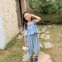 오렌지다몸 여아용 모달 잔꽃 밴딩 나시 상하 세트