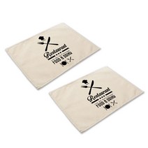 더플로우 모노톤 딜리셔스 쿠킹 클레스 린넨 테이블 매트 2p, 15, 42 x 32 cm