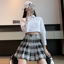 MA 프레피룩 타탄체크 플리츠 미니 스커트