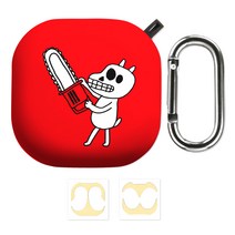 구스페리 그래픽디자인 갤럭시 버즈라이브 하드 케이스 + 철가루 방지 스티커 랜덤발송, 해골강아지전기톱