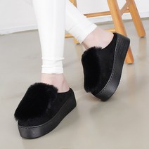 코나블루 여성용 털 방한 통굽 키높이 슬리퍼 5cm DT3371
