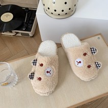 여성용 곰돌이 털 뽀글이 사무실 실내화