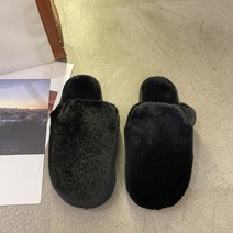 헤스티아 여성용 심플라운드 홈 털 슬리퍼