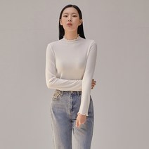미쏘 여성용 골지 프릴 티셔츠