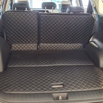 아이빌 4D 신형퀼팅 자동차 트렁크매트 2열 등받이 분리형 풀세트, 더뉴싼타페 5인승, 블랙 + 블랙스티치