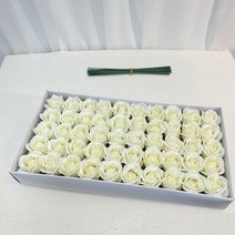 이플린 3겹 비누꽃 장미 50p + 일반꽃대 50p, 크림