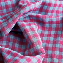 천팜 20수 이중거즈 깅엄체크 패브릭 원단, 핑크(1285)