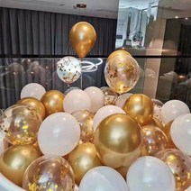 팡파티 파티풍선, 50개, 화이트 앤 골드