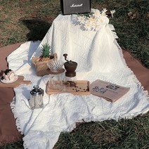 소니오 야외 에스닉 다용도 캠핑 담요 180 x 130 cm, 04 화이트 체크, 1개