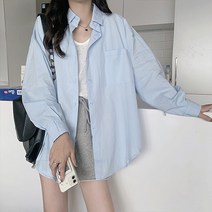 여성용 트렌드 박시 루즈핏 파스텔 셔츠