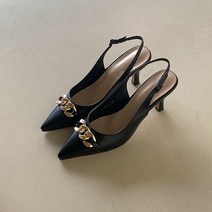 포니 골드체인 스틸레토 슬링백힐 7.5cm
