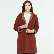지센 여성용 리버서블 핸드메이드 후드 롱 코트 LFLCLA02