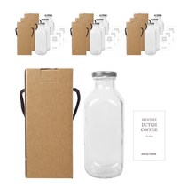 사각밀크티 유리병 500ml + 실버캡 + 스티커 N3S + 박스 패키지, 10세트