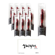 모나미 올리카 만년필 본품 12p + 카트리지 24p + 동아 캘리그라피 패드 60p 세트, F, 레드(만년필)