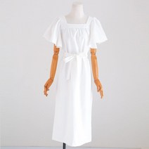 더업 여성용 벨로아 어깨프릴 롱 원피스