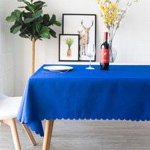알럽홈 맞춤형 스퀘어 레이스 포인트 레스토랑 식탁보, 블루, 160 x 160 cm