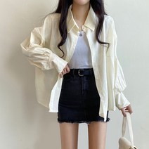 여성용 데일리 나인 린넨 오버핏 셔츠