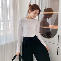 린다샵 여성용 로바런 도톰넥 베이직 반팔 티셔츠 T6349K12
