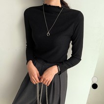 세컨그라운드 여성용 기모 롤링 반목 티셔츠