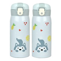 애니멀 프렌즈 보온병 2p, 그레이, 350ml