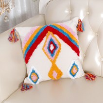 더플로우컴퍼니 기하학 패턴 자수 태슬 소파쿠션, 02