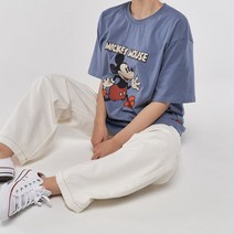 여성용 디즈니 빈티지 크랙 미키 반팔 티셔츠