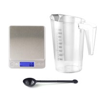코빙 PC 플라스틱 계량컵 1000ml + 전자저울 + PP 계량스푼 세트, 혼합색상
