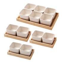 키올리 도자기 온가족세트 사각접시 12p + 우드트레이 2절 x 3p+ 6절 세트, 매트화이트, 1세트