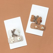 여아용 뽀글이 곰돌이 핀 2종 x 2p 세트
