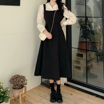 여성용 블랙101 나엔 셔츠 레이어드 롱 원피스 CH-2318455
