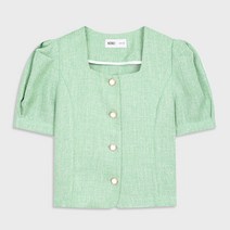 미쏘 여성용 라운드넥 트위드 숏자켓